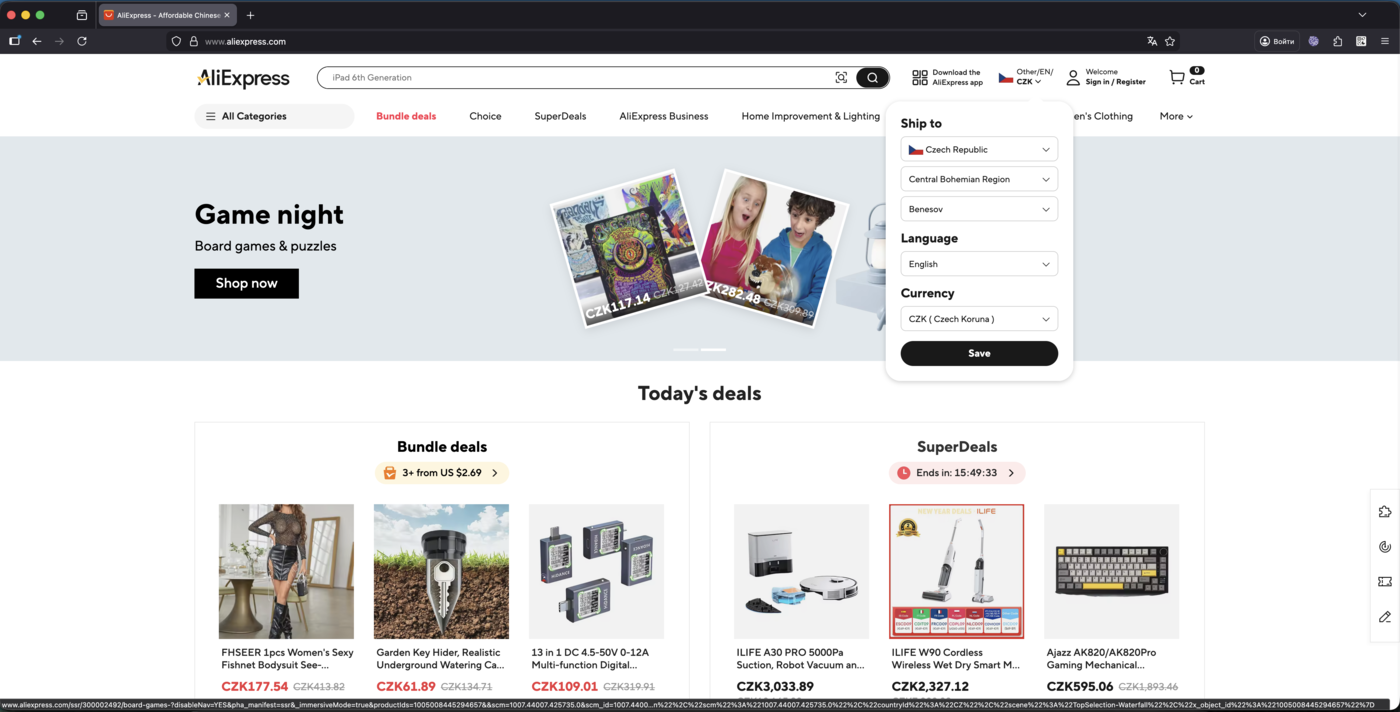 Sales (for example, aliexpress.com)